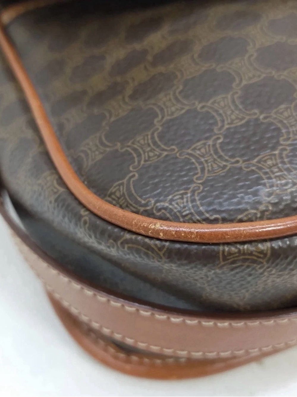 VTG Celine Macadam Pattern Buckle Snap Flap Shoulder Bag Leather Interior - Picture 10 of 13